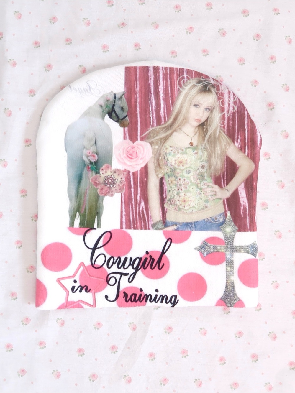 Cowgirl in Training Horse Graphic Beanie Pink Y2K